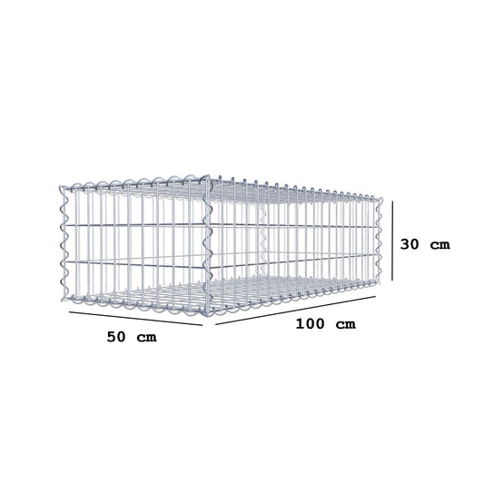 Gabion 100 cm x 30 cm x 50 cm (L x H x P), mailles 5 cm x 10 cm, spirale