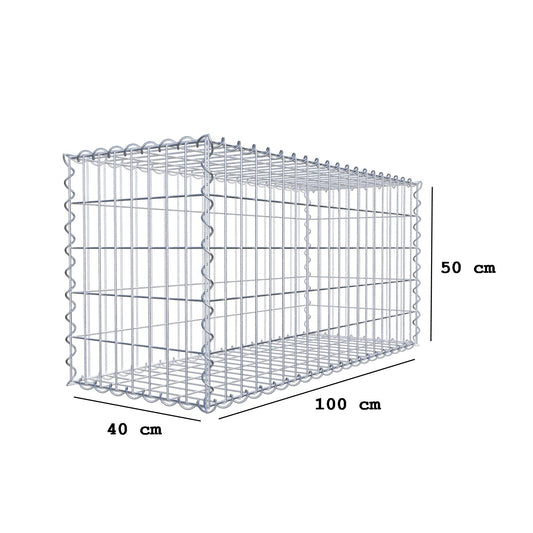 Gabion 100 cm x 50 cm x 40 cm (L x H x D), maskestørrelse 5 cm x 10 cm, spiral