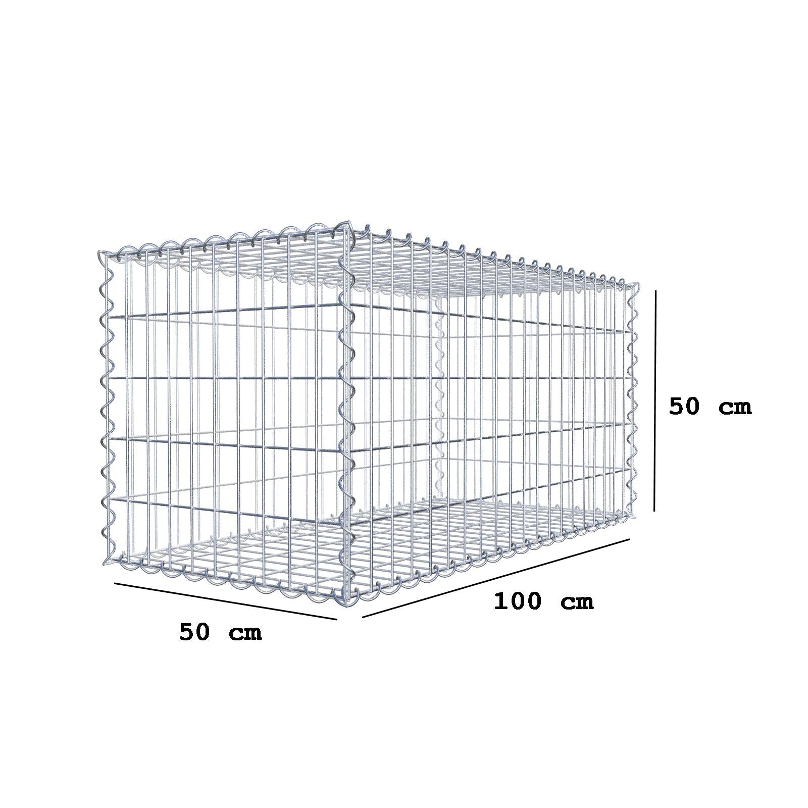Gabbione 100 cm x 50 cm x 50 cm (L x H x P), maglia 5 cm x 10 cm, spirale