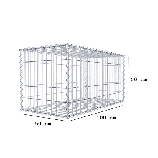 Gabion 100 cm x 50 cm x 50 cm (L x H x D), maskestørrelse 5 cm x 10 cm, spiral