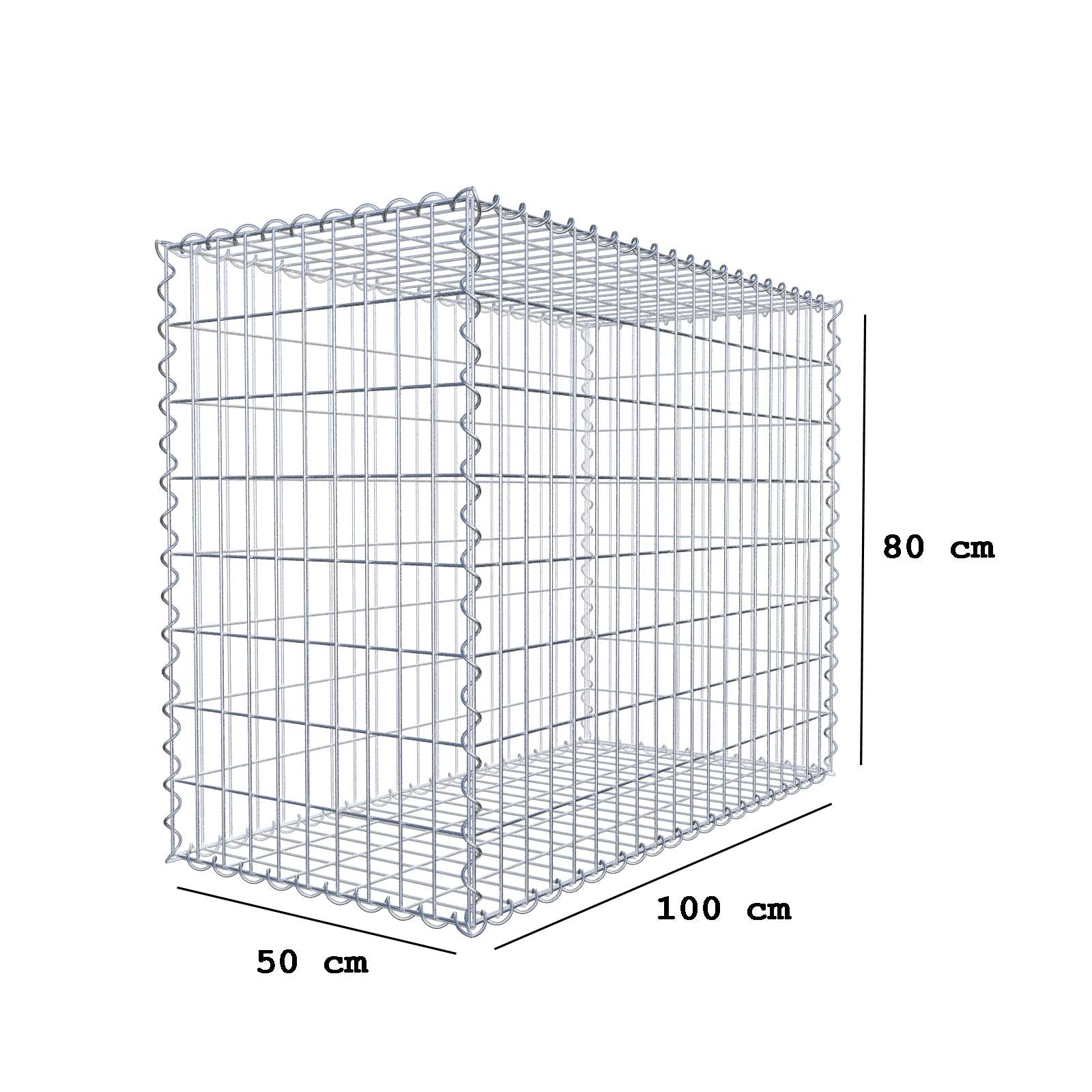 Gabion 100 cm x 80 cm x 50 cm (L x H x D), maskstorlek 5 cm x 10 cm, spiral
