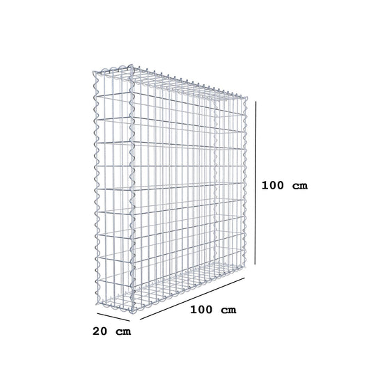 Gabbione 100 cm x 100 cm x 20 cm (L x H x P), maglia 5 cm x 10 cm, spirale