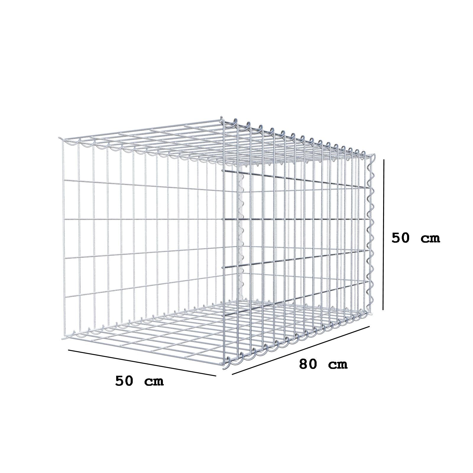 Tilläggsgabion typ 2 80 cm x 50 cm x 50 cm (L x H x D), maskstorlek 5 cm x 10 cm, spiral