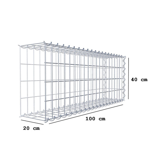 Gabião tipo 2 100 cm x 40 cm x 20 cm (C x A x P), malhagem 5 cm x 10 cm, espiral