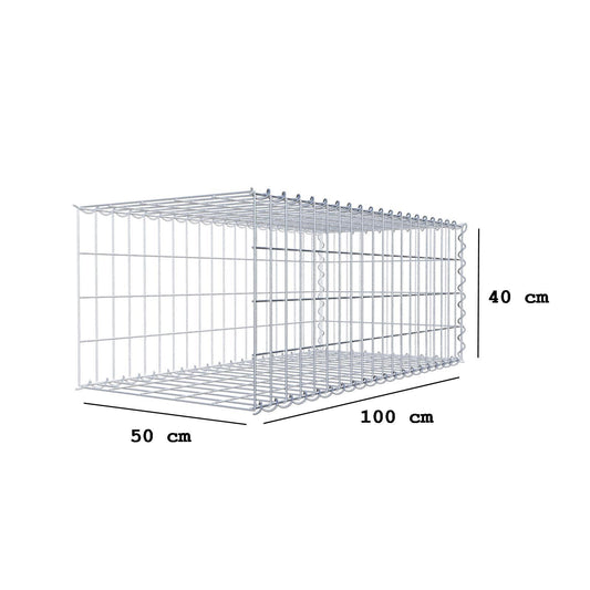 Gabião tipo 2 100 cm x 40 cm x 50 cm (C x A x P), malhagem 5 cm x 10 cm, espiral