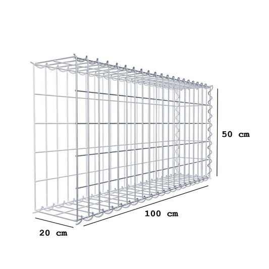 Gabião tipo 2 100 cm x 50 cm x 20 cm (C x A x P), malhagem 5 cm x 10 cm, espiral