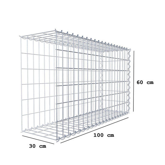 Gabion rapporté type 2 100 cm x 60 cm x 30 cm (L x H x P), mailles 5 cm x 10 cm, spirale