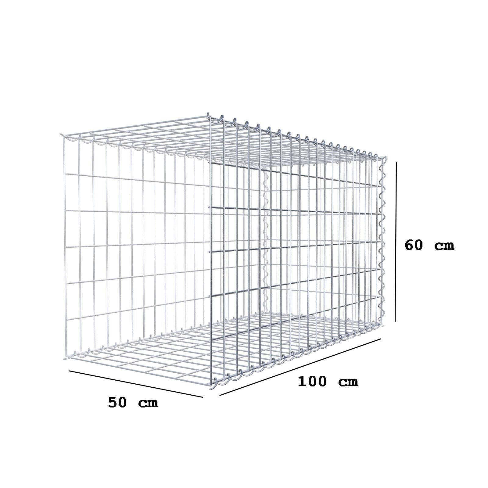 Extra gabion typ 2 100 cm x 60 cm x 50 cm (L x H x D), maskstorlek 5 cm x 10 cm, spiral