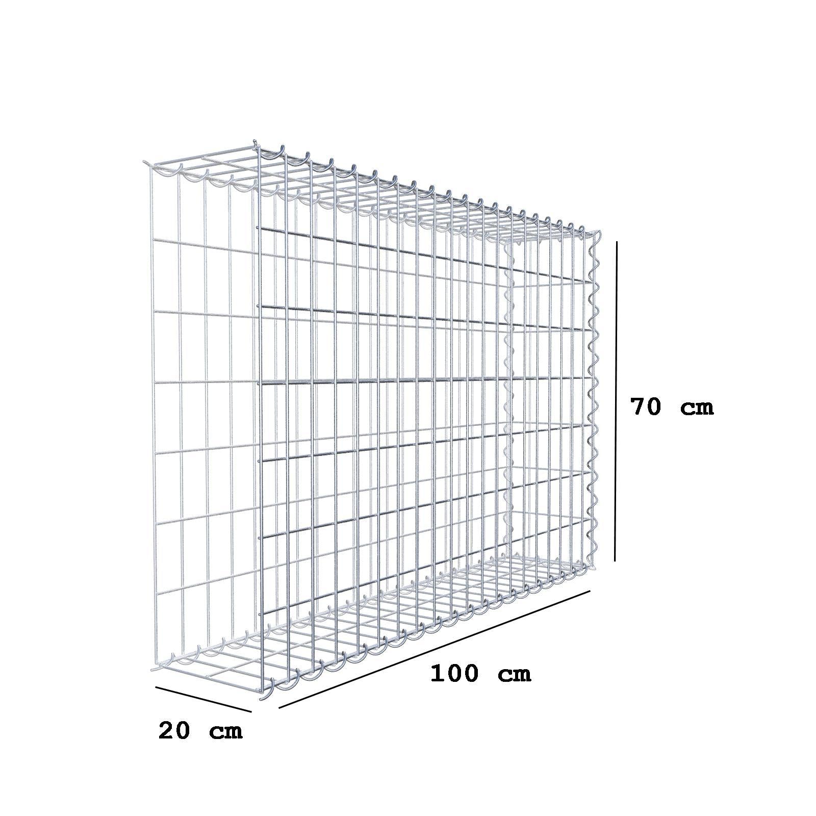 Opvokset gabion type 2 100 cm x 70 cm x 20 cm (L x H x D), maskestørrelse 5 cm x 10 cm, spiral