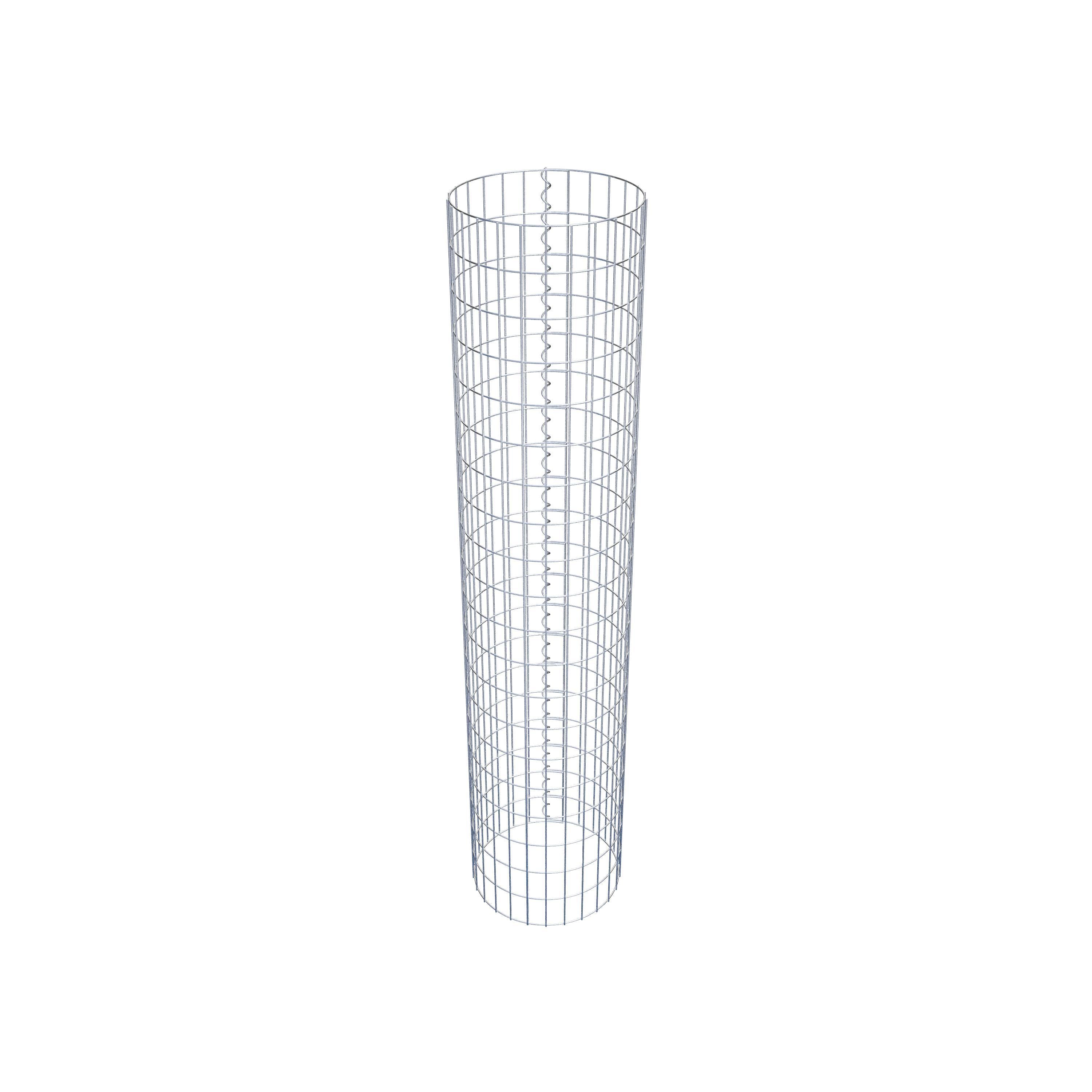 Schanskorfzuil rond 42 cm diameter, 200 cm hoogte, maaswijdte 5 cm x 10 cm