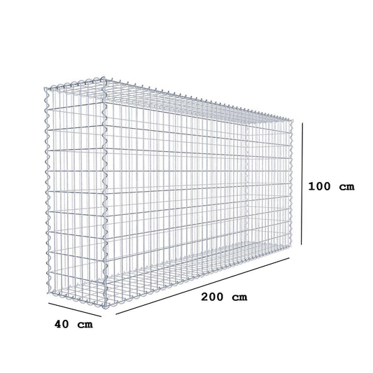 Gabion 200 cm x 100 cm x 40 cm (L x H x D), mesh size 5 cm x 10 cm, spiral