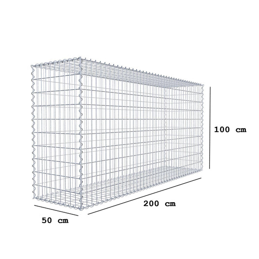Gabion 200 cm x 100 cm x 50 cm (L x H x D), mesh size 5 cm x 10 cm, spiral