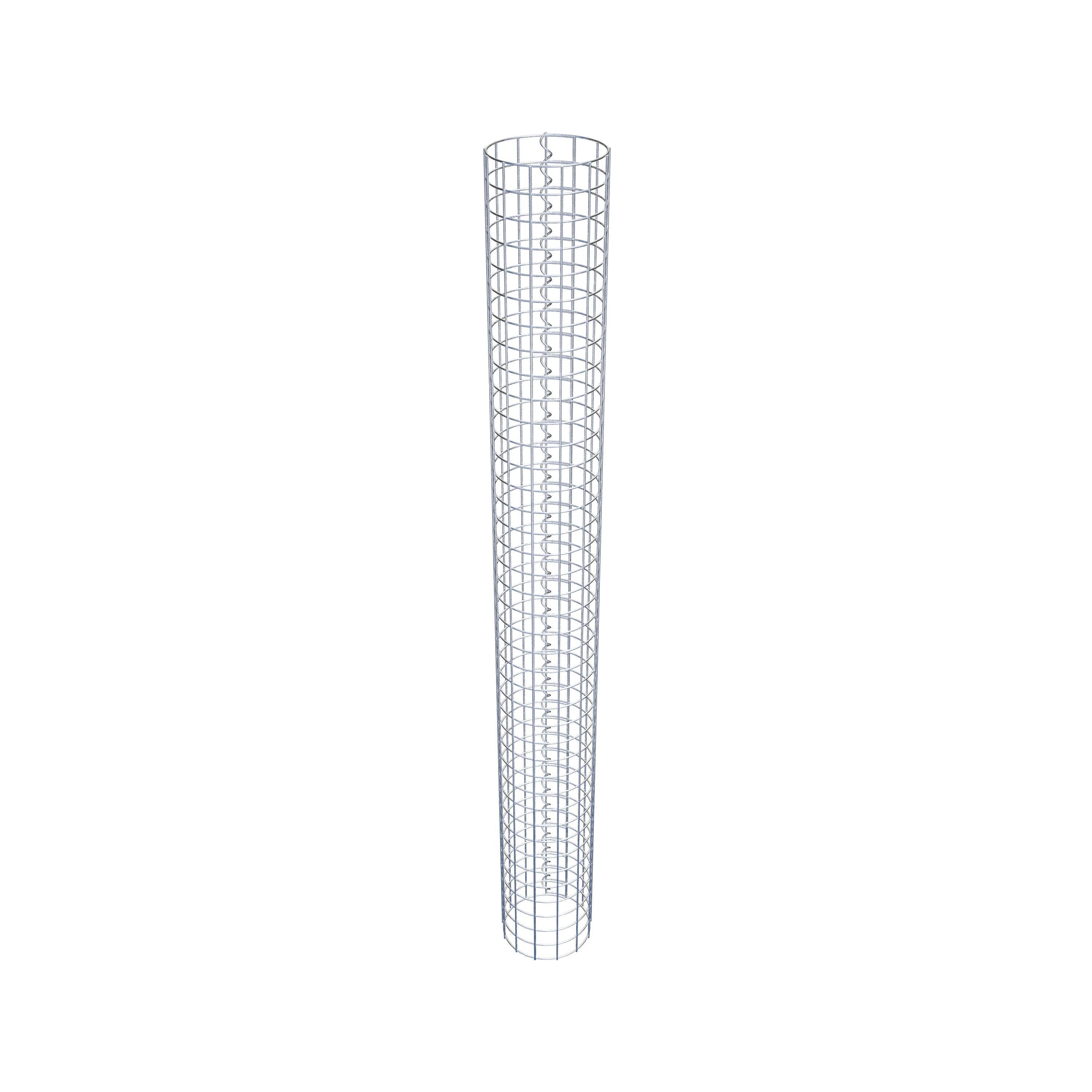 Coluna de gabião redonda galvanizada a quente, diâmetro 22 cm, altura 200 cm, malha 5 cm x 5 cm