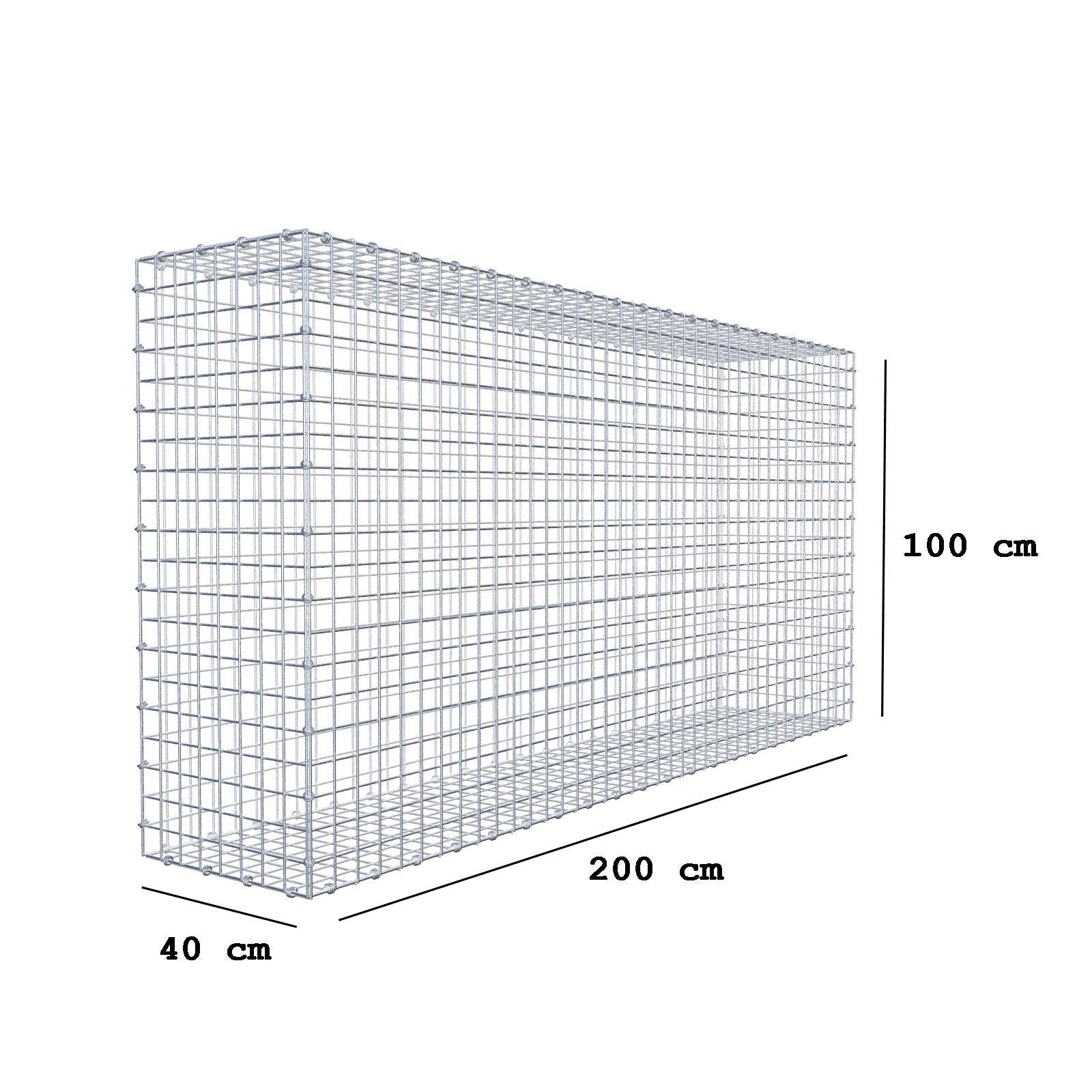 Gabion 200 cm x 100 cm x 40 cm (L x H x P), mailles 5 x 5 cm, anneau en spirale
