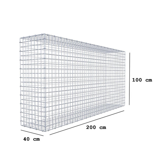 Gabion 200 cm x 100 cm x 40 cm (L x H x D), mesh size 5 x 5 cm, spiral ring