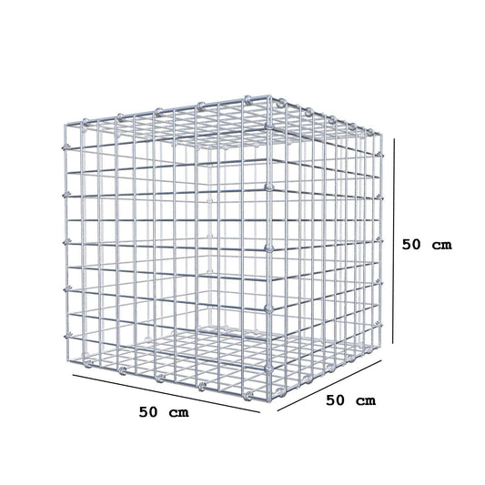 Gabion 50 cm x 50 cm x 50 cm (L x H x P), mailles 5 x 5 cm, anneau en spirale