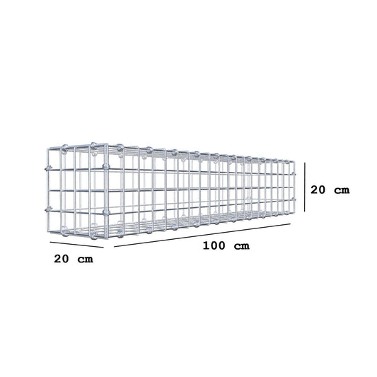 Gabião 100 cm x 20 cm x 20 cm (C x A x P), malhagem 5 x 5 cm, anel espiral