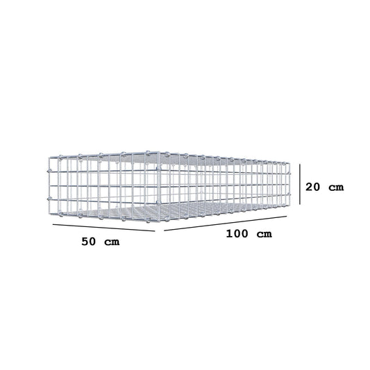 Gabbione 100 cm x 20 cm x 50 cm (L x H x P), maglia 5 x 5 cm, anello a spirale