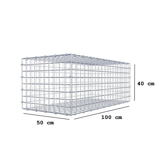 Gabion 100 cm x 40 cm x 50 cm (L x H x D), maskestørrelse 5 x 5 cm, spiralring