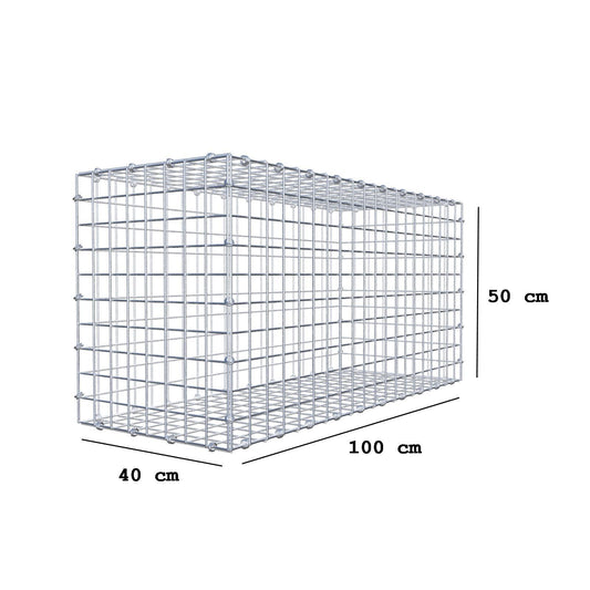 Gabion 100 cm x 50 cm x 40 cm (L x H x D), maskestørrelse 5 x 5 cm, spiralring
