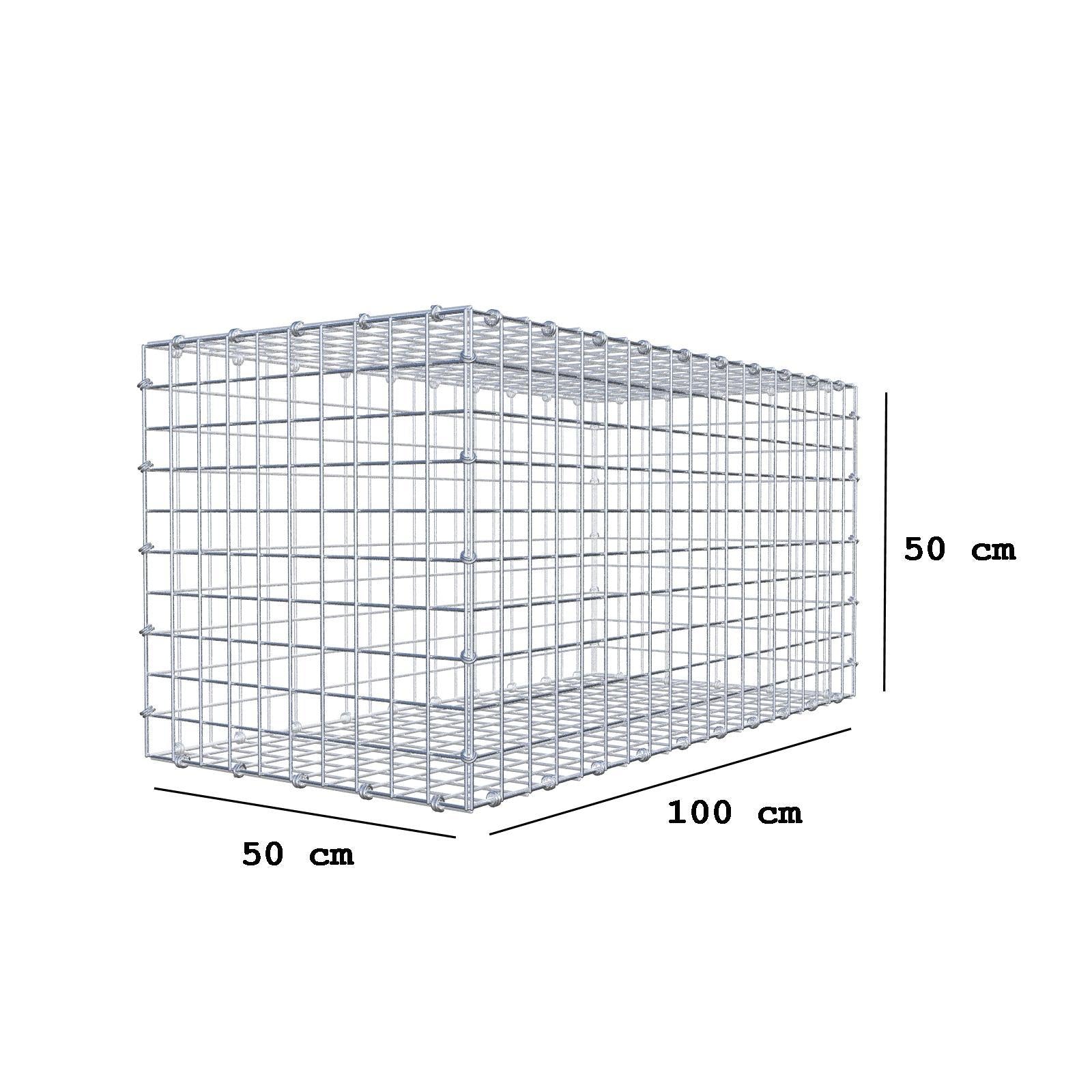Gabbione 100 cm x 50 cm x 50 cm (L x H x P), maglia 5 x 5 cm, anello a spirale