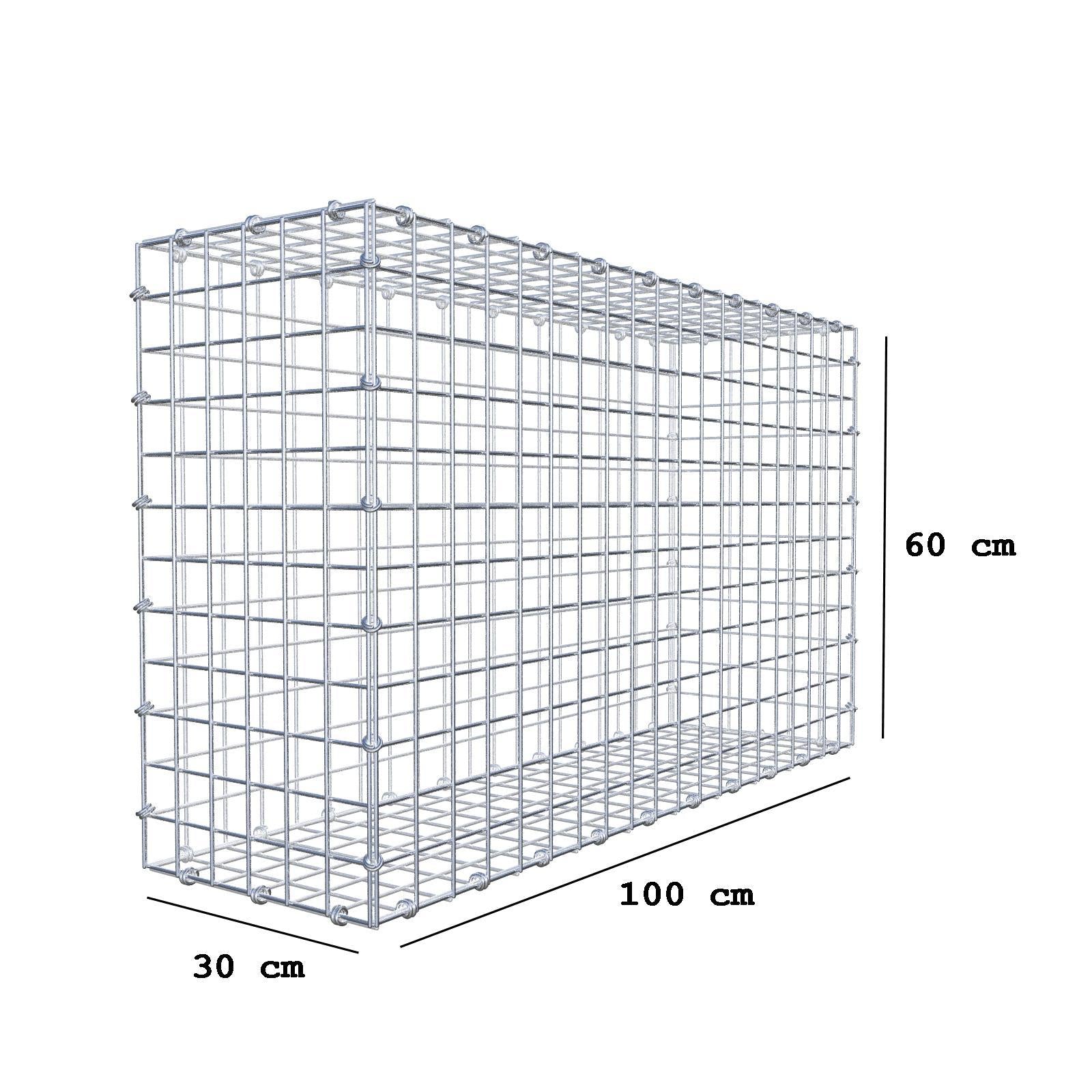 Gabbione 100 cm x 60 cm x 30 cm (L x H x P), maglia 5 x 5 cm, anello a spirale