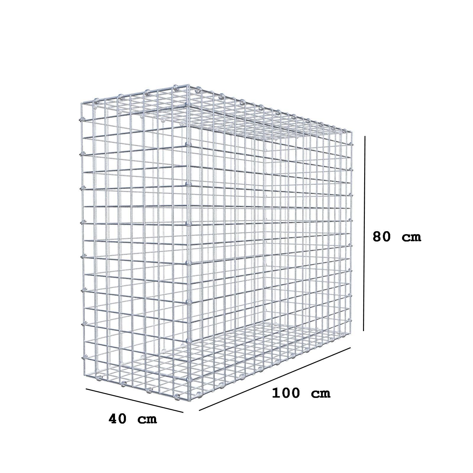 Gabbione 100 cm x 80 cm x 40 cm (L x H x P), maglia 5 x 5 cm, anello a spirale