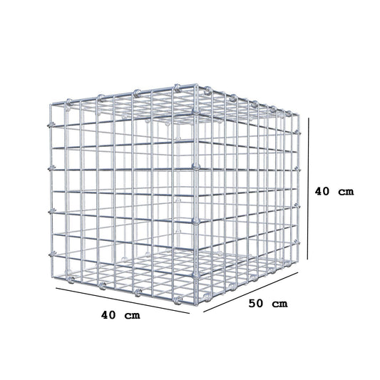 Gabion 50 cm x 40 cm x 40 cm (L x H x D), maskstorlek 5 x 5 cm, spiralring