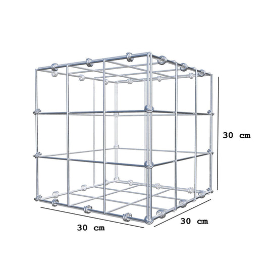 Schanskorf 30 cm x 30 cm x 30 cm (L x H x D), maaswijdte 10 x 10 cm, spiraalring