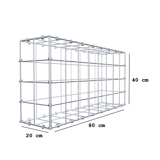 Gabion 80 cm x 40 cm x 20 cm (L x H x P), mailles 10 x 10 cm, anneau en spirale