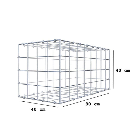 Gabion 80 cm x 40 cm x 40 cm (L x H x D), maskstorlek 10 x 10 cm, spiralring