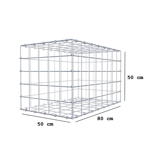 Gabion 80 cm x 50 cm x 50 cm (L x H x D), maskstorlek 10 x 10 cm, spiralring