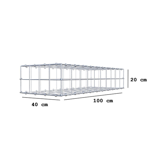 Gabion 100 cm x 20 cm x 40 cm (L x H x D), maskstorlek 10 x 10 cm, spiralring
