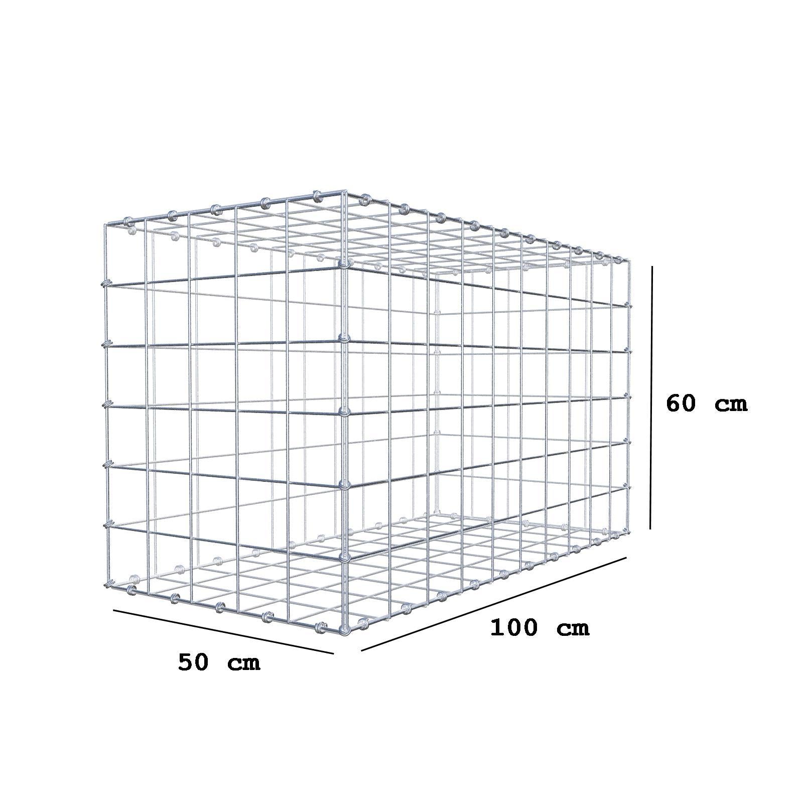 Gabbione 100 cm x 60 cm x 50 cm (L x H x P), maglia 10 x 10 cm, anello a spirale