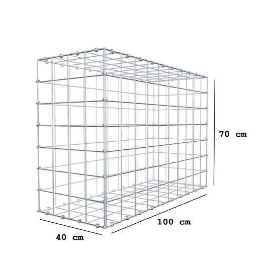 Gabião 100 cm x 70 cm x 40 cm (C x A x P), malhagem 10 x 10 cm, anel espiral