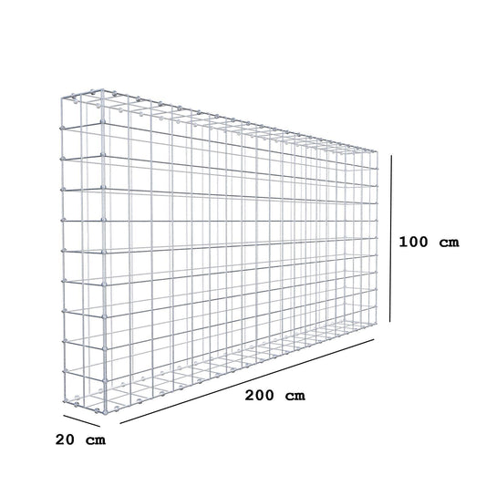 Gabbione 200 cm x 100 cm x 20 cm (L x H x P), maglia 10 x 10 cm, anello a spirale