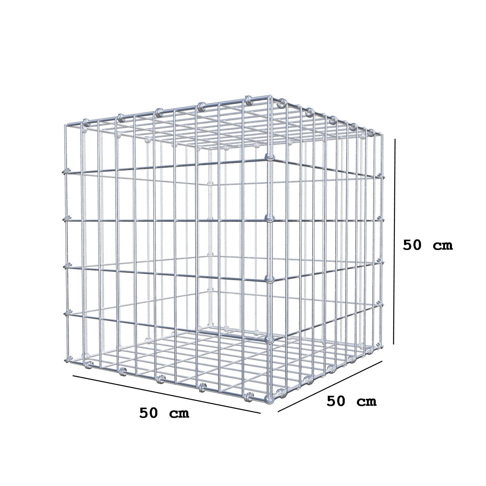 Gabion 50 cm x 50 cm x 50 cm (L x H x D), maskstorlek 5 x 10 cm, spiralring