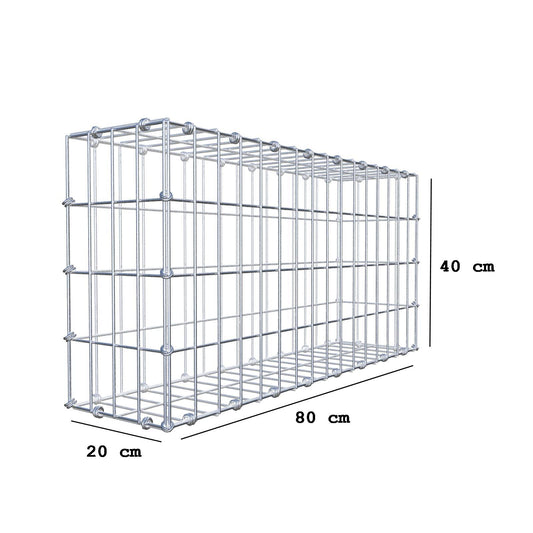 Gabion 80 cm x 40 cm x 20 cm (L x H x P), mailles 5 x 10 cm, anneau en spirale