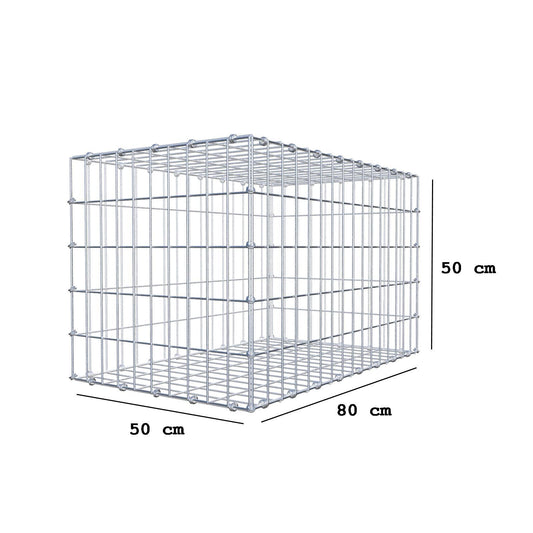 Gabion 80 cm x 50 cm x 50 cm (L x H x D), maskstorlek 5 x 10 cm, spiralring