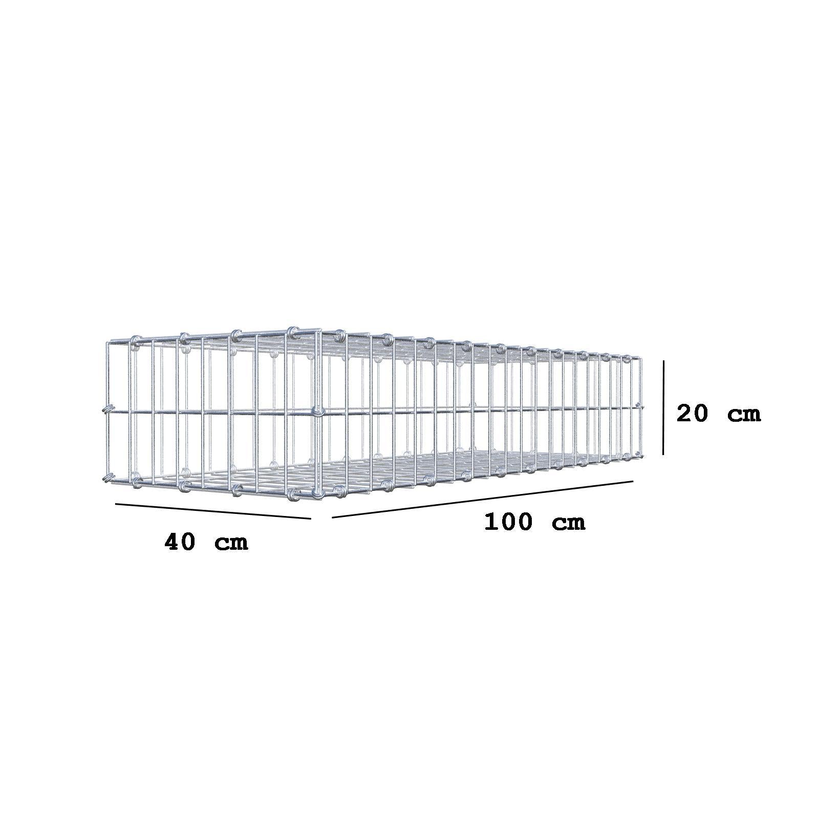 Gabion 100 cm x 20 cm x 40 cm (L x H x P), mailles 5 x 10 cm, anneau en spirale