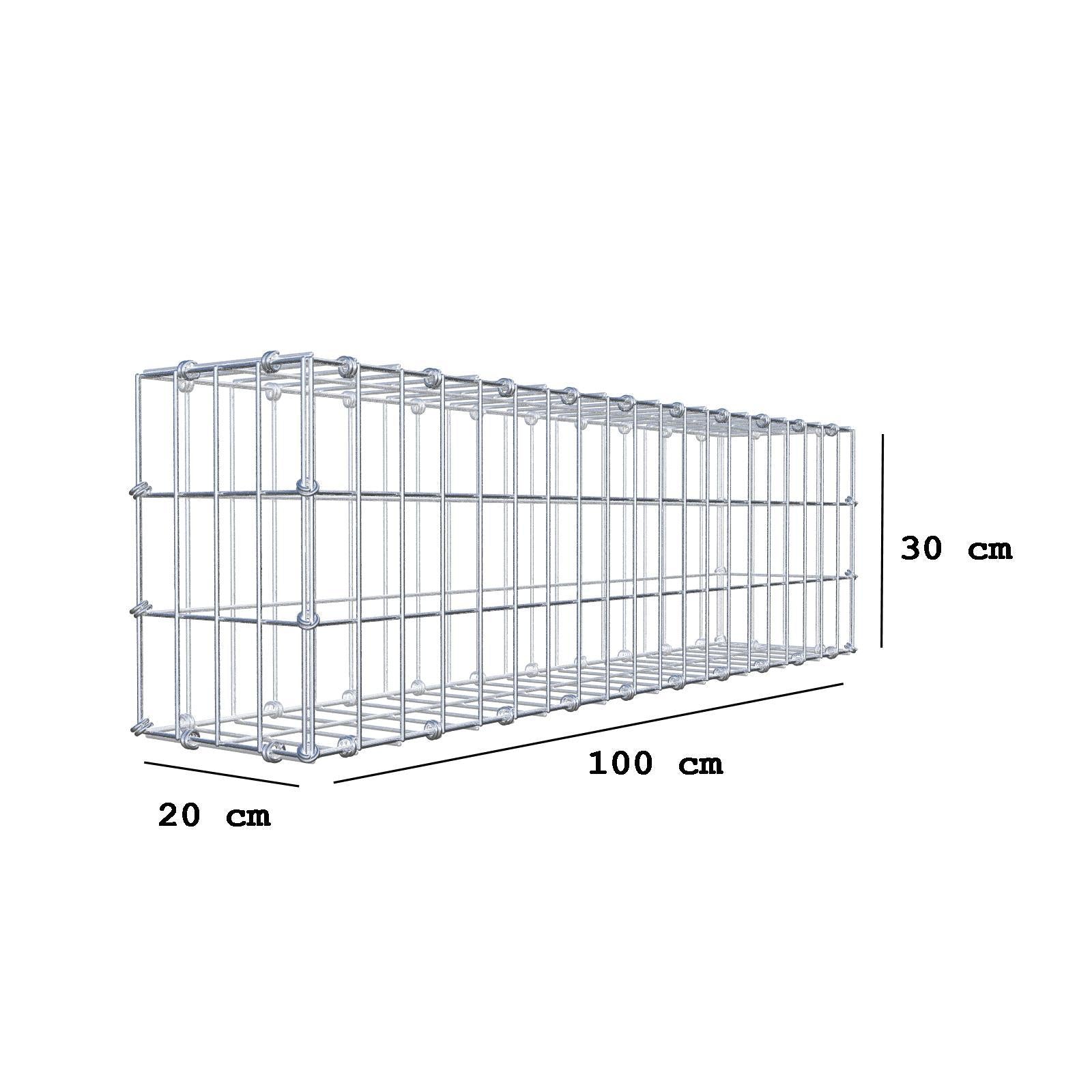 Schanskorf 100 cm x 30 cm x 20 cm (L x H x D), maaswijdte 5 x 10 cm, spiraalring