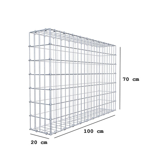 Gabion 100 cm x 70 cm x 20 cm (L x H x D), mesh size 5 x 10 cm, spiral ring