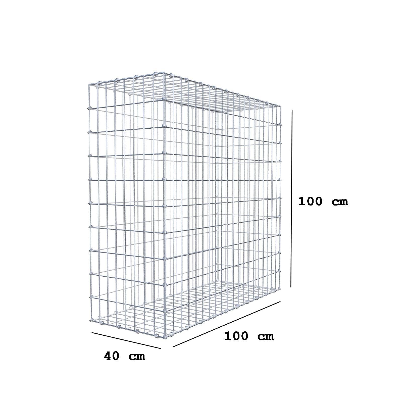 Gabion 100 cm x 100 cm x 40 cm (L x H x D), mesh size 5 x 10 cm, spiral ring