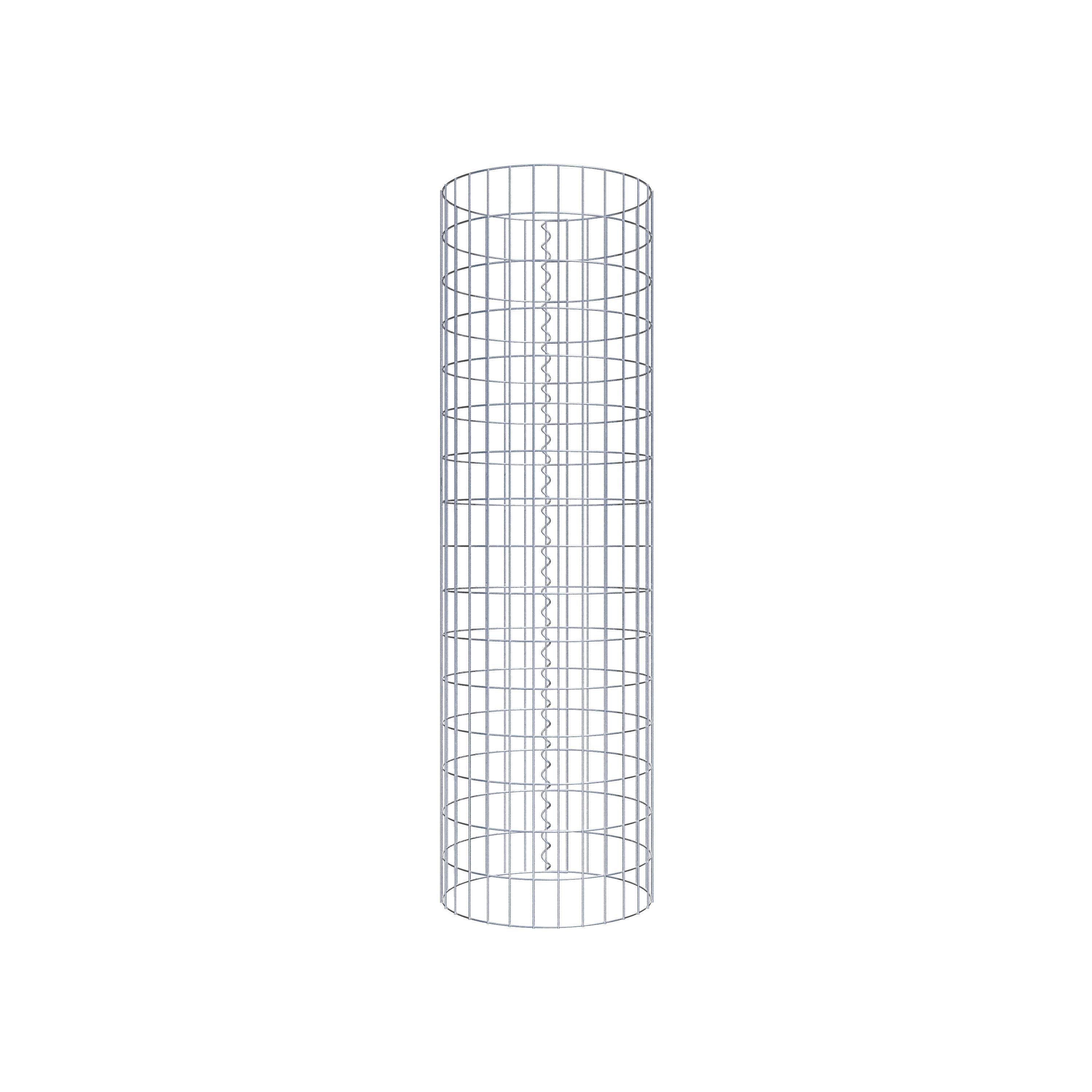 Coluna de gabião com diâmetro de 47 cm, malha redonda de 5 x 10 cm