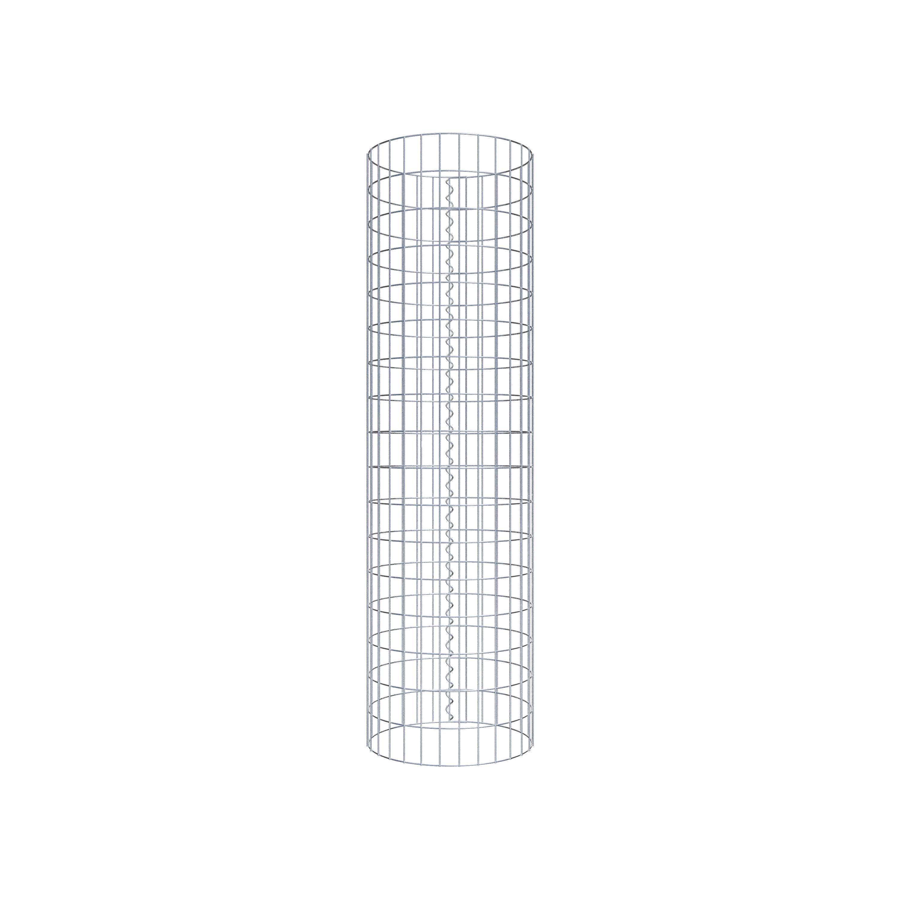 Coluna de gabião com diâmetro de 47 cm, malha redonda de 5 x 10 cm