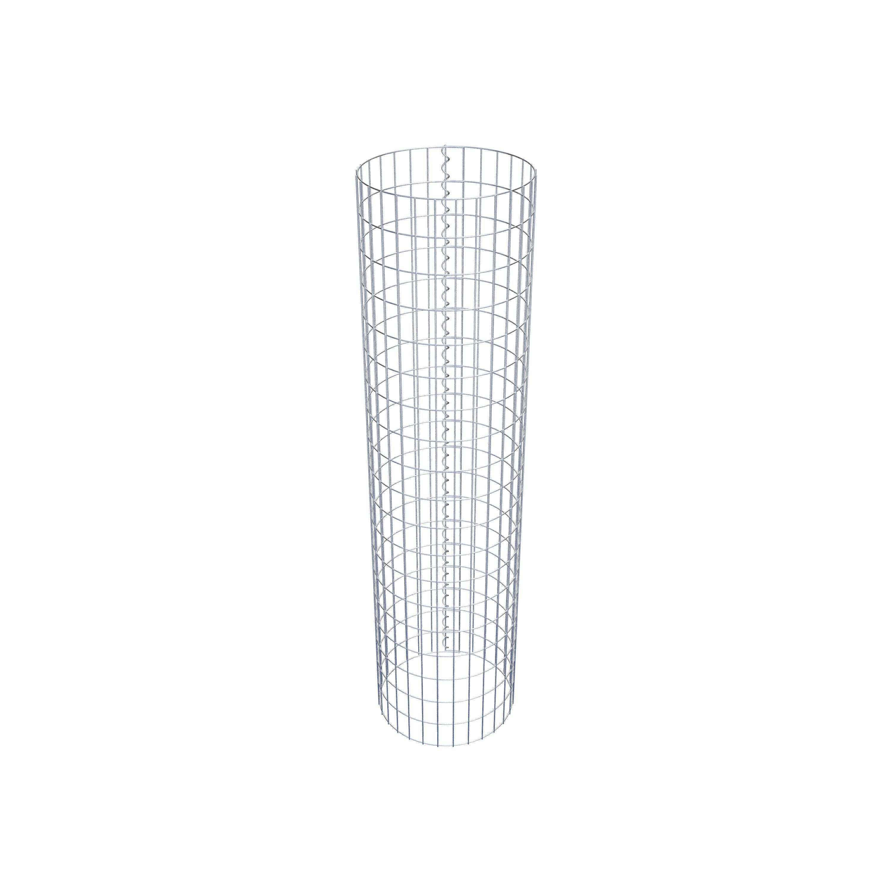 Coluna de gabião com diâmetro de 47 cm, malha redonda de 5 x 10 cm
