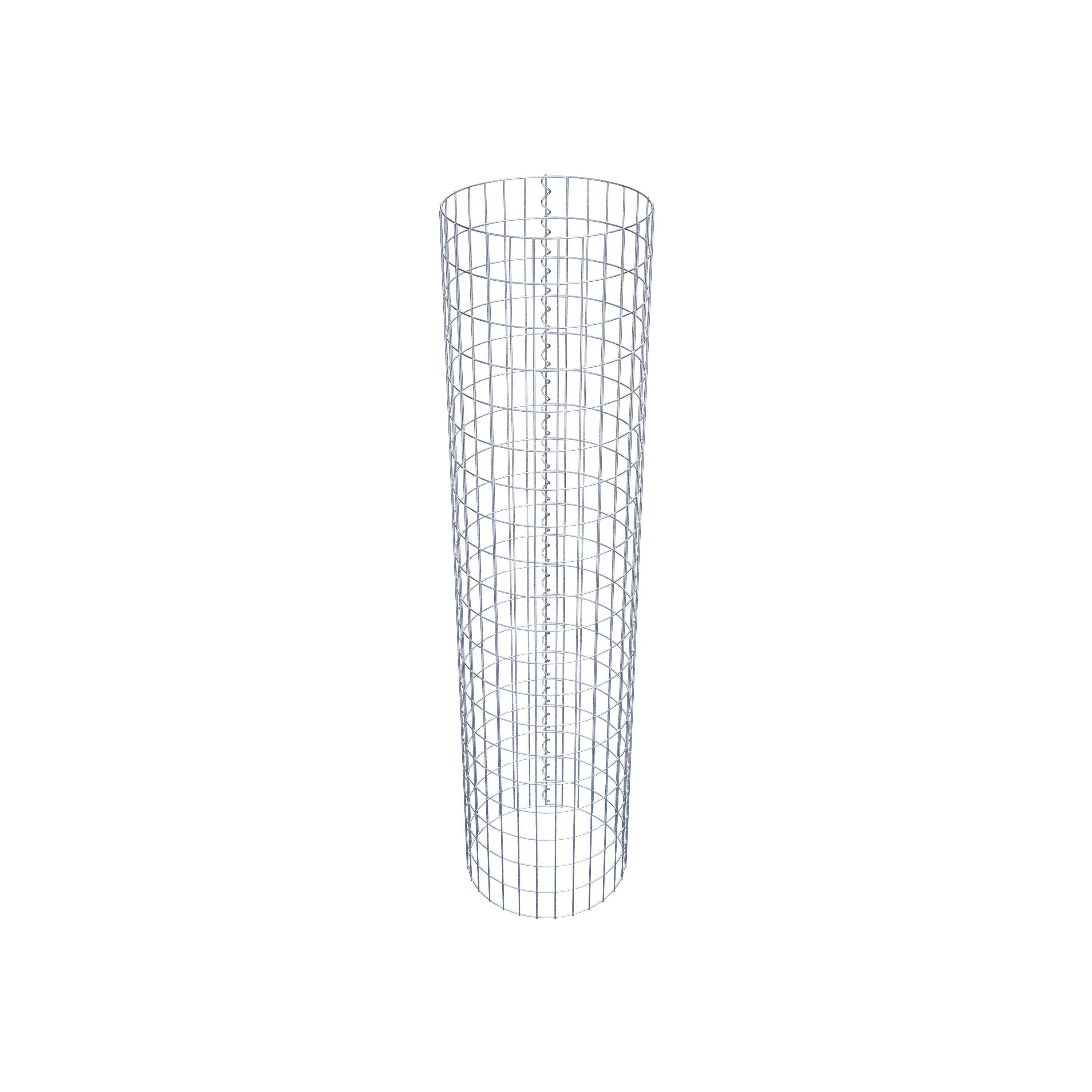 Coluna de gabião com diâmetro de 47 cm, malha redonda de 5 x 10 cm