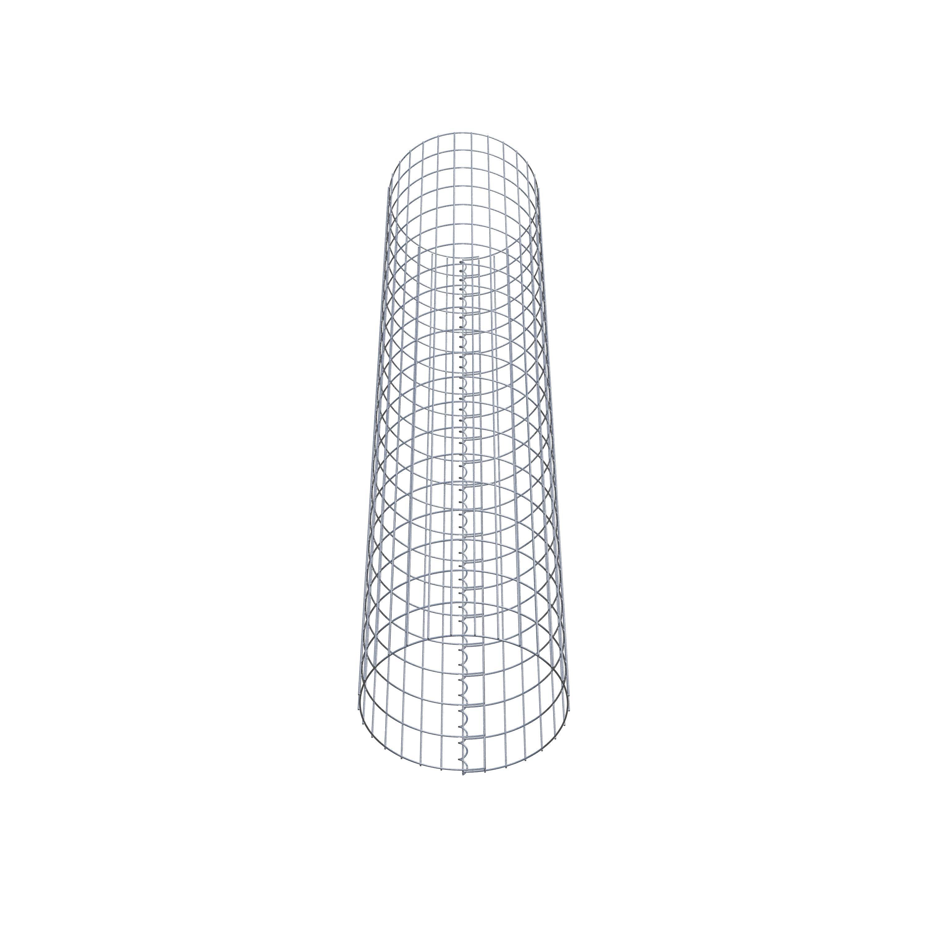 Coluna de gabião com diâmetro de 47 cm, malha redonda de 5 x 10 cm