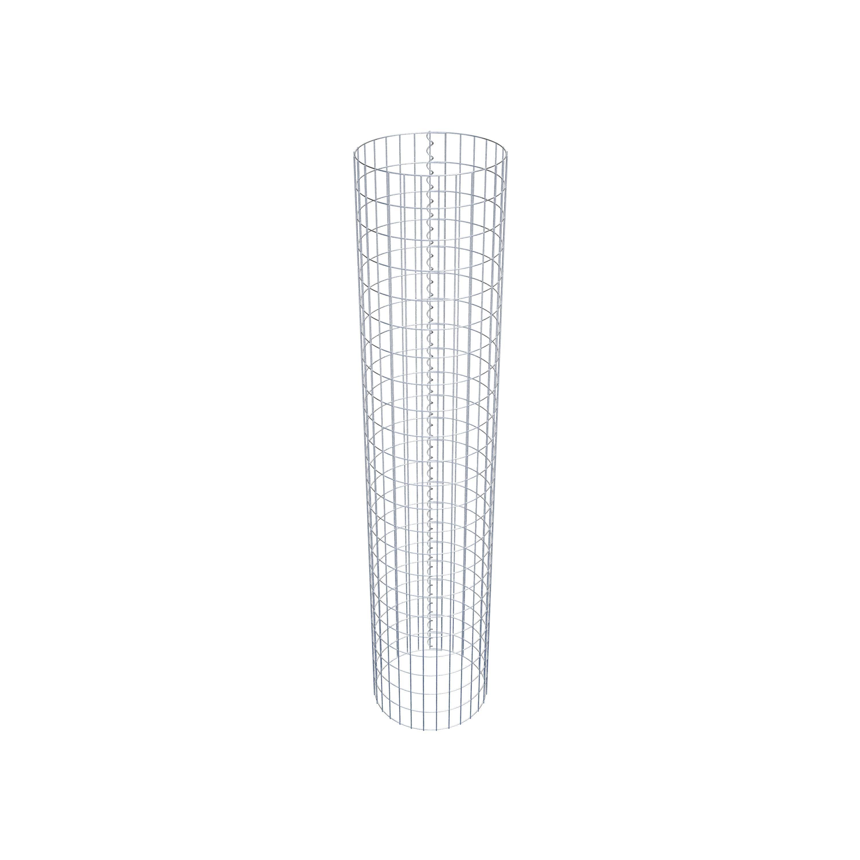 Coluna de gabião com diâmetro de 47 cm, malha redonda de 5 x 10 cm