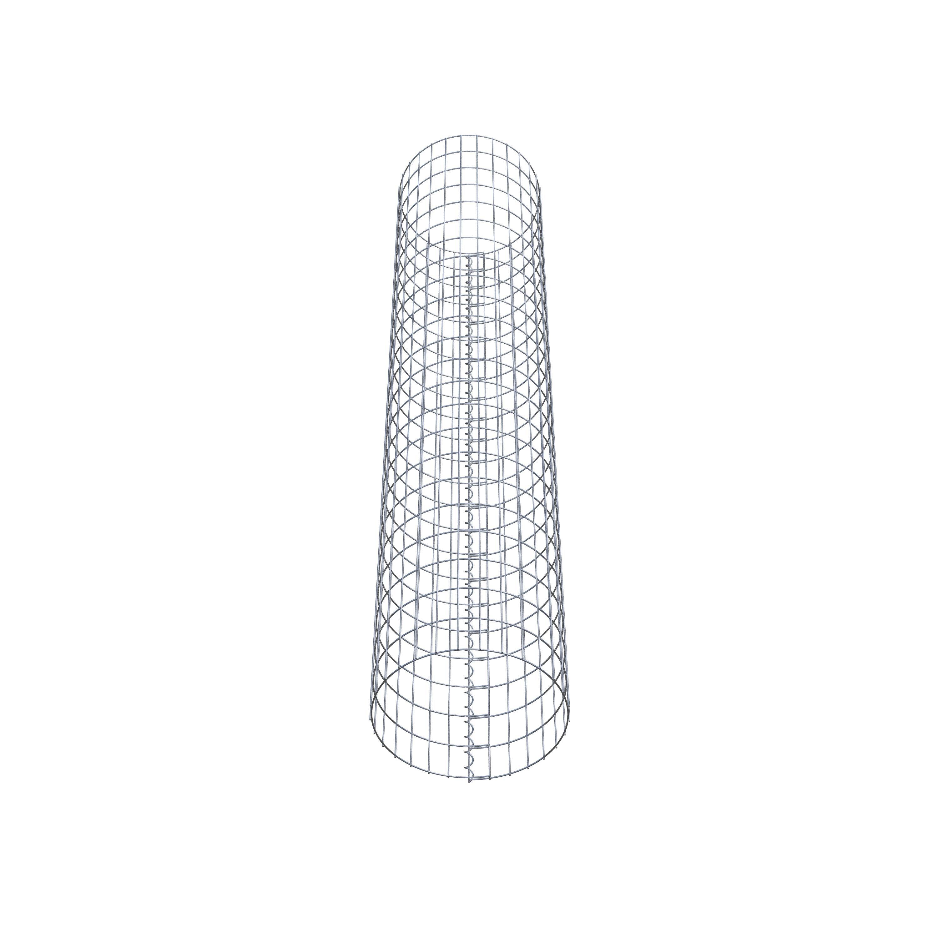 Coluna de gabião com diâmetro de 47 cm, malha redonda de 5 x 10 cm